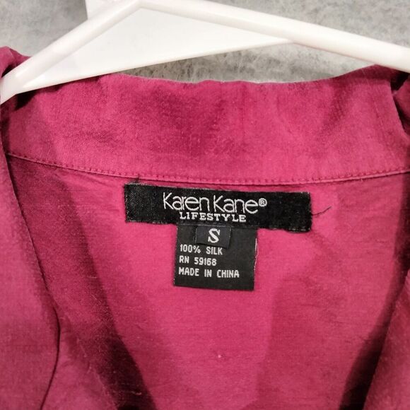 Karen Kane Lifestyle Pant Suit Set Size 4 Pant Size Small Blazer 100% Silk Red - Picture 10 of 16